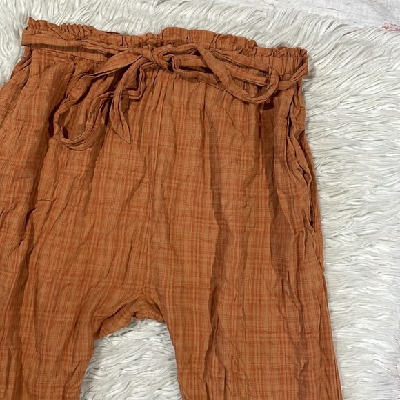 Eberjey Strata Plaid Solid Hudson Tie Waist Crop High Rise Pants Pecan - Picture 6 of 10